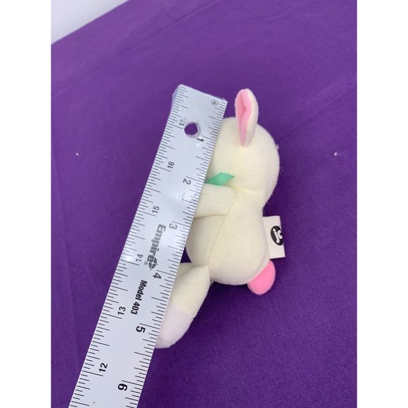 JC Toys 5 Inch Sheep Green Bow Sewn Details in Face. Pink Ear Accents - Picture 6 of 8